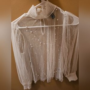 Forever 21 Transparent Pearl Mesh Top